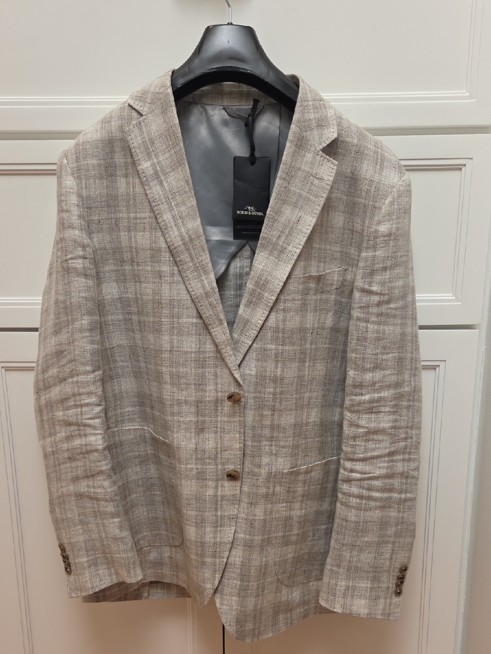 Rodd & Gunn "Waverly Park" Tan Plaid Linen Men's Sport Coat (XL) (FREE SHIPPING)